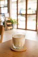 dirty coffee glass in coffee shop photo