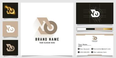 Letter ao or Jo monogram logo with business card design vector