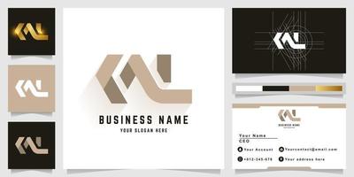 Letter MW or NL monogram logo with business card design vector