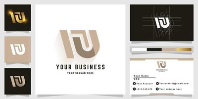 Letter NU or NJ monogram logo with business card design vector