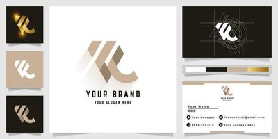 Letter Wc or Wf monogram logo with business card design vector