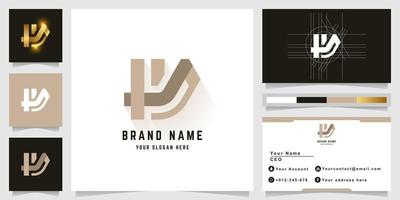 Letter HW or NV monogram logo with business card design vector