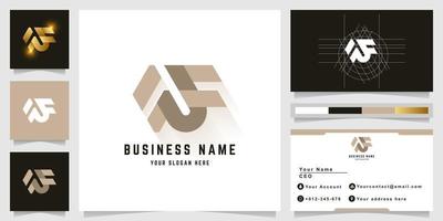 Letter WF or NF monogram logo with business card design vector