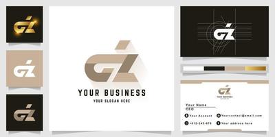 Letter dz or Giz monogram logo with business card design vector