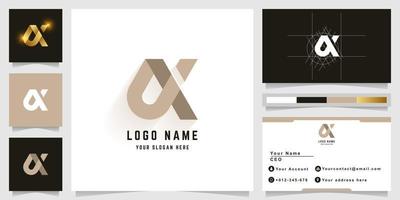 Letter DX or AX monogram logo with business card design vector