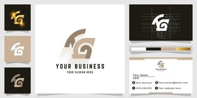 Letter TG or FG monogram logo with business card design vector