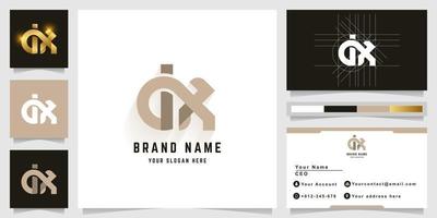 Letter dX or GX monogram logo with business card design vector