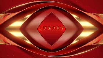 Red luxury background with realistic 3D golden curve elements and glitter light effect decoration. vector