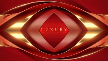 Red luxury background with realistic 3D golden curve elements and glitter light effect decoration. vector