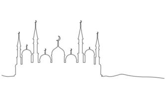 continous line mosque line art, ramadan line art, simple design vector