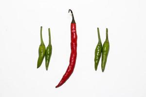 Red and Green hot Cayenne pepper Minimal food concept photo