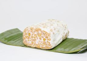 El tempeh o tempe es un alimento tradicional de indonesia elaborado con soja u otros ingredientes que se procesan mediante fermentación y que ya es popular en muchos países. foto