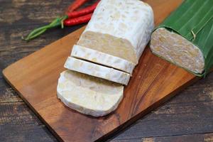 Tempeh or tempe is a traditional food from Indonesia made from soybeans or other ingredients that are processed through fermentation and is already popular in many countries. photo