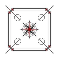 Carom or carrom indian board game. Black and red pattern. Vector illustration isolated on transparent background