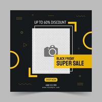 Black friday super sale social media post template vector