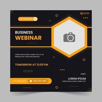 Business webinar social media post template. Live webinar invitation design vector