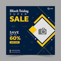 Black friday super sale social media post template vector