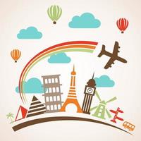 Viajar por el mundo y el avión. ilustración vectorial vector