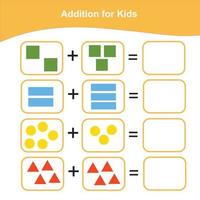 Counting Game for Preschool Children. Count and write the answer. Geometric shapes theme. Educational printable math worksheet. Vector illustration.