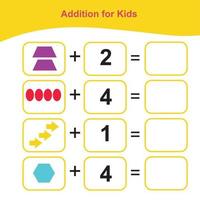 juego de conteo para niños en edad preescolar. Cuenta y escribe la respuesta. tema de formas geométricas. hoja de trabajo de matemáticas imprimible educativa. ilustración vectorial vector