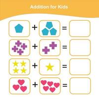 Counting Game for Preschool Children. Count and write the answer. Geometric shapes theme. Educational printable math worksheet. Vector illustration.