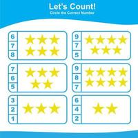 Count and Match Game for Kids. Geometric shapes Game. Math Worksheet for Preschool. Educational printable math worksheet. Vector illustration