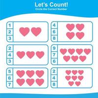 Count and Match Game for Kids. Geometric shapes Game. Math Worksheet for Preschool. Educational printable math worksheet. Vector illustration