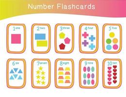Vector set of shapes flashcards. Shapes Flashcards edition. Shapes for preschool education. Educational printable math flashcards.