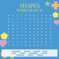 Shapes Word Search worksheet. Educational worksheet for preschool. Vector illustration file.