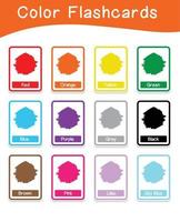 Vector set of color flashcards. Color Flashcards edition. Color education for preschool education. Educational printable flashcards color. Vector illustration.