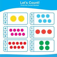 Count and Match Game for Kids. Geometric shapes Game. Math Worksheet for Preschool. Educational printable math worksheet. Vector illustration