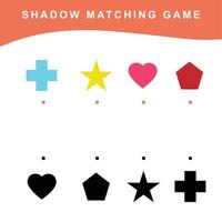 Matching shapes worksheet game for preschool children. Educational printable worksheet. Vector file.