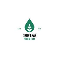 Flat drop leaf sprout logo design vector illustration