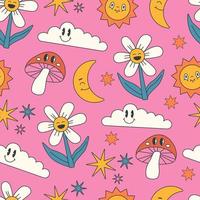 Groovy seamless pattern vector