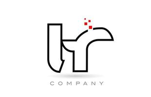 TR connected alphabet letter logo icon combination design with dots and red color. Creative template for company and business vector