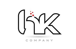 hk conectado alfabeto letra logo icono combinación diseño con puntos y color rojo. plantilla creativa para empresa y negocio vector