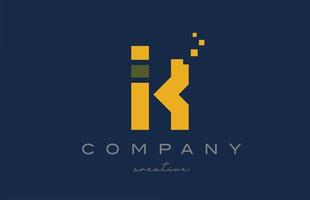 puntos amarillos k diseño de icono de logotipo de letra del alfabeto. diseño de plantilla para empresa o negocio vector