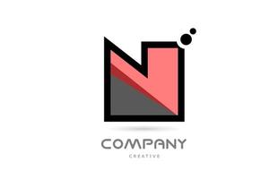 pink black N geometric alphabet letter logo icon with dots. Creative template for company and business vector
