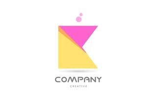 K yellow pink geometric alphabet letter logo icon. Creative template for business and company vector