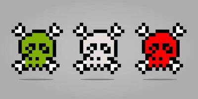 8 Bit Pixel skull image. Vector illustration of 8 bit game assets. poison pixel icon