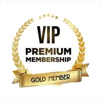 Golden badge VIP golden member retro design vector