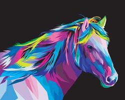 horse on geometric pop art vector illustration.