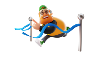 ilustración 3d personaje de dibujos animados 3d gordo afortunado. un hombre elegante sonriendo felizmente. el gordo llegó hasta el final. personaje de dibujos animados en 3d png