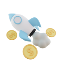 3D Rocket Money Illustration png