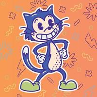 vector de personaje de dibujos animados tradicional de gato feliz de color aislado