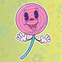 Isolated colored happy lollipop traditional cartoon character Vector