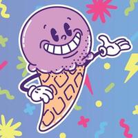 vector de personaje de dibujos animados tradicional de helado feliz de color aislado