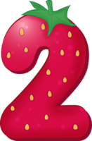 número 2 del alfabeto de fresa png