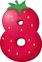 fraise alphabet numéro 8 png