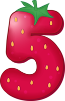 Erdbeeralphabet Nummer 5 png